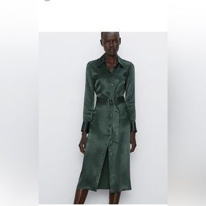 ISO Zara Emerald green button down dress